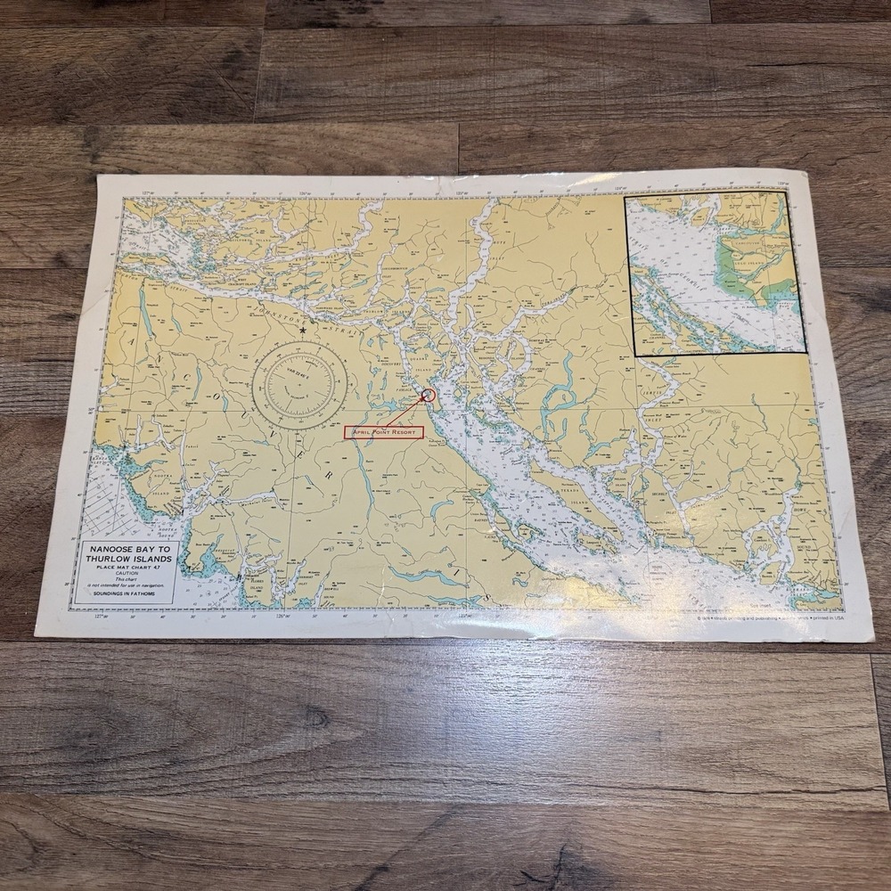 Vintage Nanoose Bay to Thurlow Islands - Place Mat Chart 47 - April Point Resort